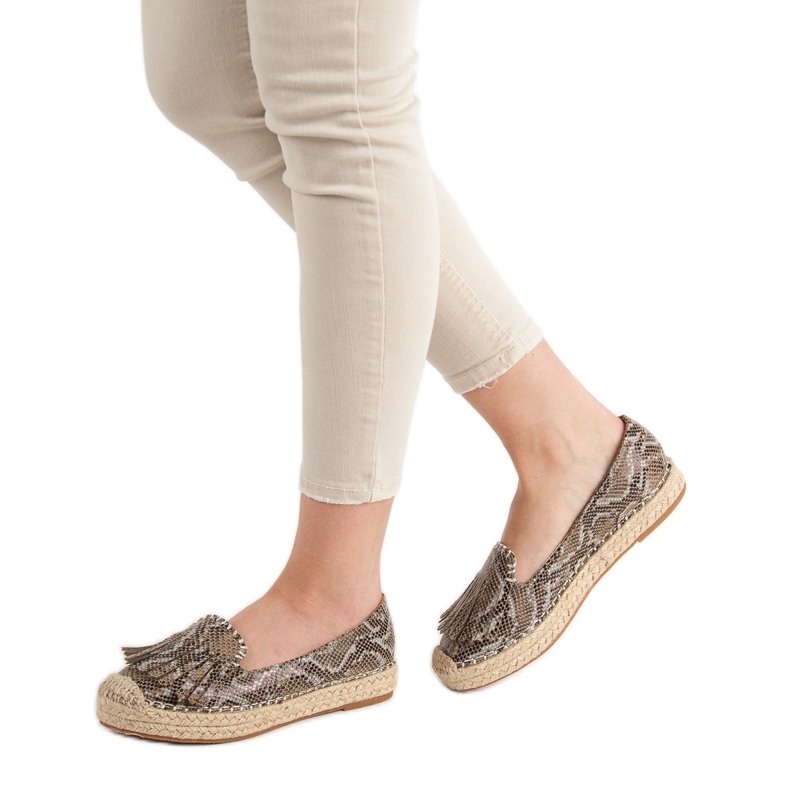 Espadrilles VICES à imprimé serpent brun multicolore 1