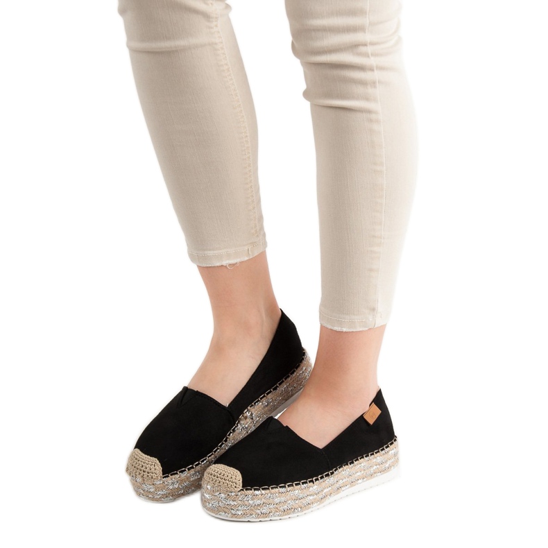 Forever Folie Espadrilles Noires Sur La Plateforme 2