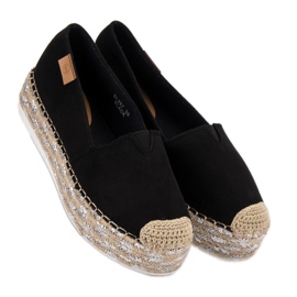 Forever Folie Espadrilles Noires Sur La Plateforme 1