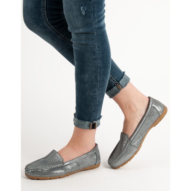 Mocassins en cuir VINCEZA gris 1