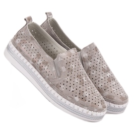 Goodin Slipons en cuir beiges 2