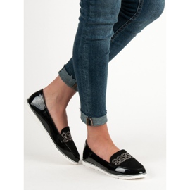 SHELOVET Mocassins laqués noir 1