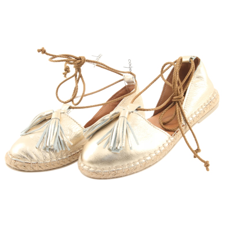 Espadrilles pour femmes, Badura, noué 4875 d'or 3 Espadrilles pour femmes, Badura, noué 4875 d'or 3