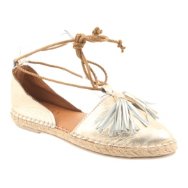 Espadrilles pour femmes, Badura, noué 4875 d'or 1 Espadrilles pour femmes, Badura, noué 4875 d'or 1