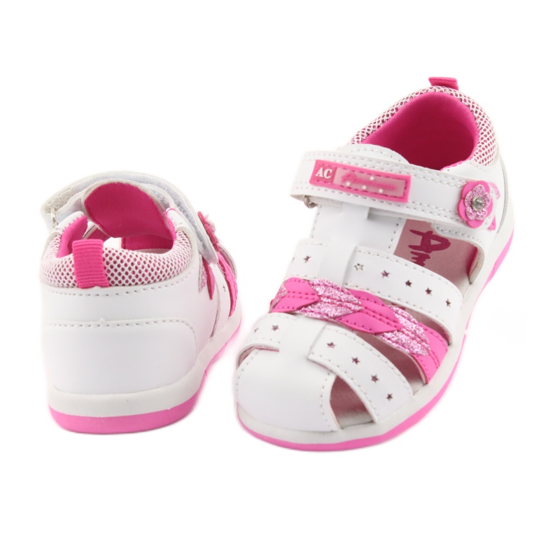 American Club sandales fille américaine DR18 blanc rose 4