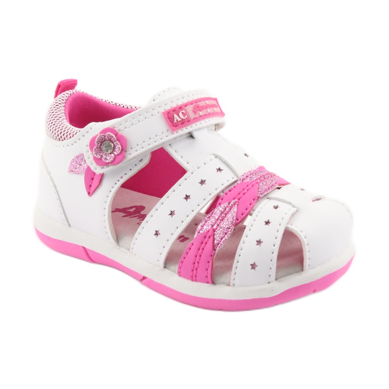 American Club sandales fille américaine DR18 blanc rose 1