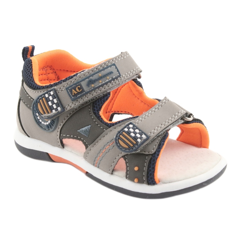Sandales garçon American Club DR13 gris orange bleu marine 1