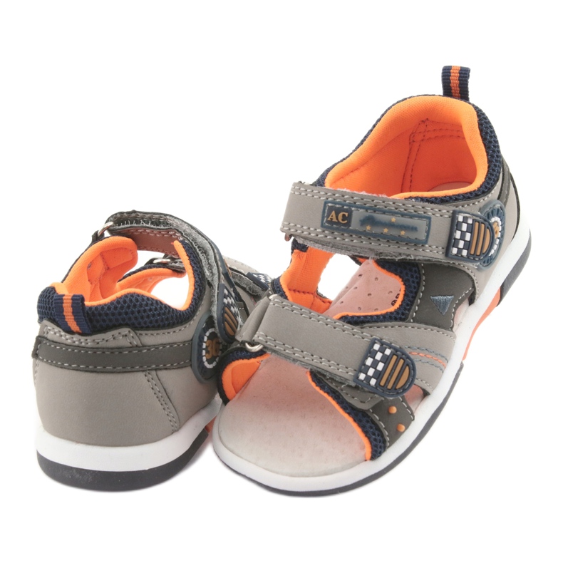 Sandales garçon American Club DR13 gris orange bleu marine 4