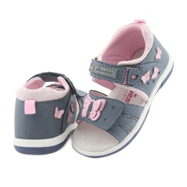 American Club Sandales fille papillon denim American DR19 bleu rose 4