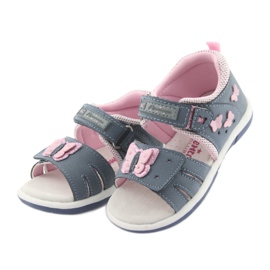 American Club Sandales fille papillon denim American DR19 bleu rose 3