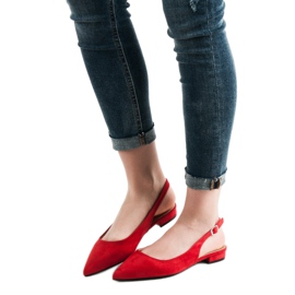 SHELOVET Ballerines en daim à la mode rouge 5
