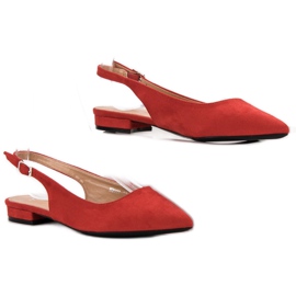 SHELOVET Ballerines en daim à la mode rouge 1