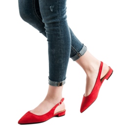 SHELOVET Ballerines en daim à la mode rouge 6