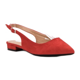 SHELOVET Ballerines en daim à la mode rouge 3