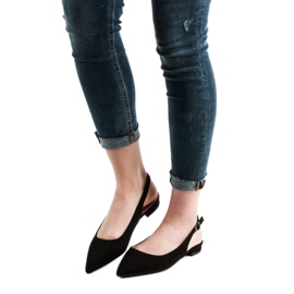 SHELOVET Ballerines en daim à la mode le noir 6