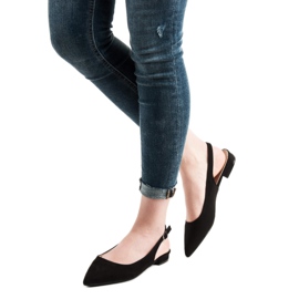 SHELOVET Ballerines en daim à la mode le noir 1
