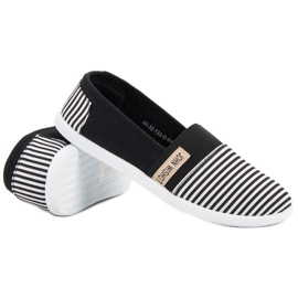 SHELOVET Slipons rayés le noir 1 SHELOVET Slipons rayés le noir 1