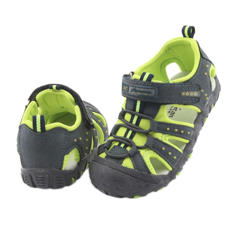 American Club DR11 sandales velcro pour garçons vert bleu marin 4