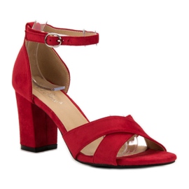 Best Shoes Sandales en daim rouges 4