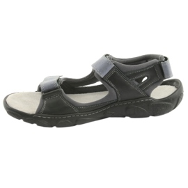 Naszbut Sandales en cuir masculin avec velcro 043 noir et gris 2