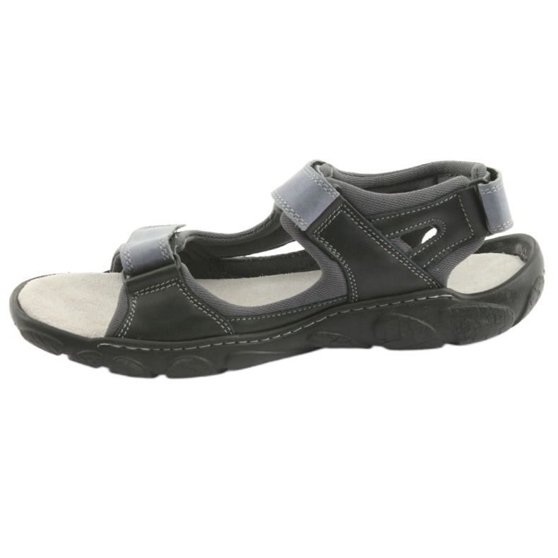 Naszbut Sandales en cuir masculin avec velcro 043 noir et gris le noir 2