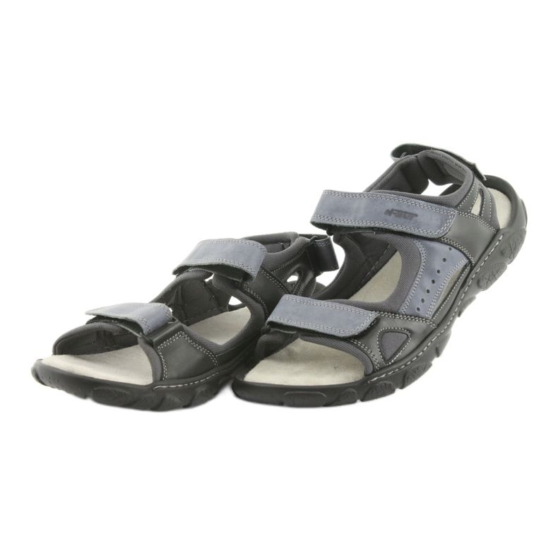 Naszbut Sandales en cuir masculin avec velcro 043 noir et gris le noir 3