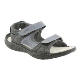 Naszbut Sandales en cuir masculin avec velcro 043 noir et gris 1