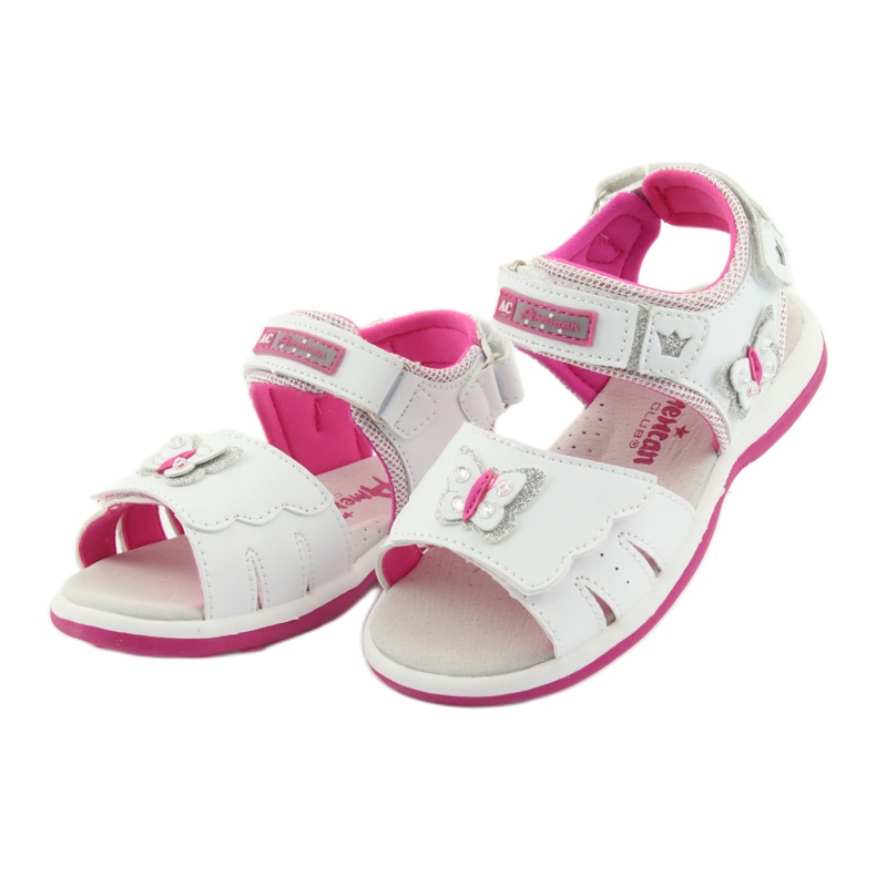 American Club Sandales des filles avec papillon DR09 Insert en cuir blanc / rose blanche 3