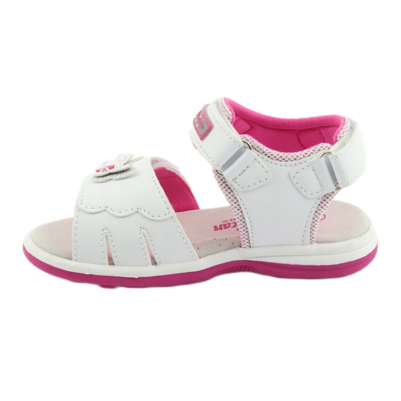 American Club Sandales des filles avec papillon DR09 Insert en cuir blanc / rose 2