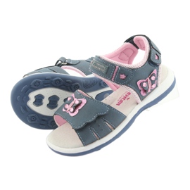 American Club Sandales fille papillon denim American DR09 bleu rose 4