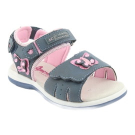 American Club Sandales fille papillon denim American DR09 bleu rose 1