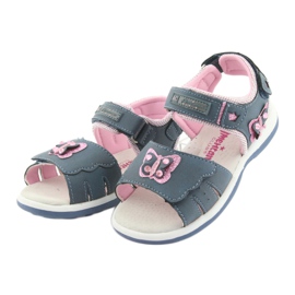 American Club Sandales fille papillon denim American DR09 bleu rose 3