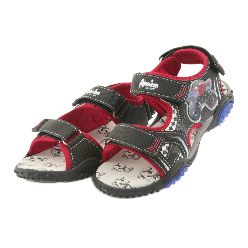 American Club Sandals Monster Truck HL18 Insert en cuir noir / rouge 3