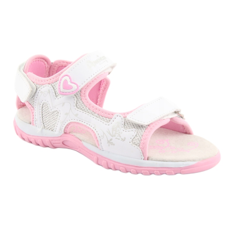 Sandales de sport fille American Club blanc gris rose 1