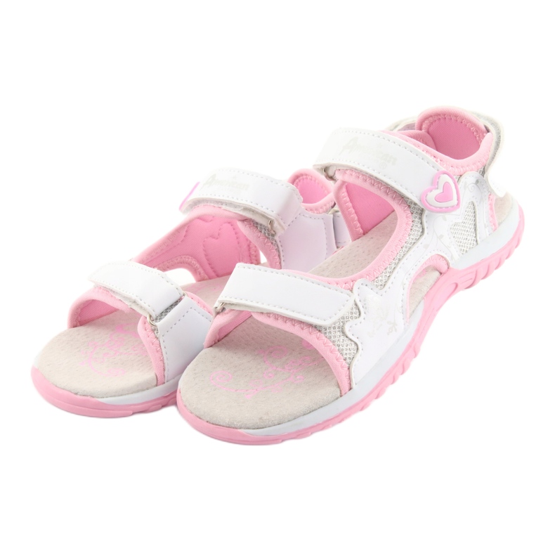 Sandales de sport fille American Club blanc gris rose 3