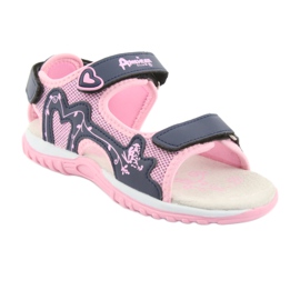 Sandales de sport fille American Club rose bleu marine 1