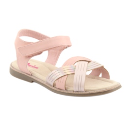 Sandales fille American Club GC23 métallisées rose 1