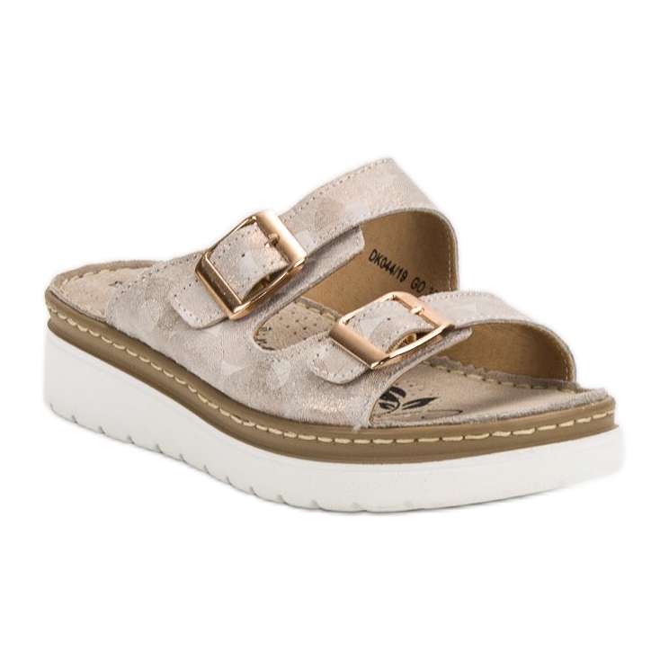 Filippo Pantoufles En Cuir Confortables brun jaune 1