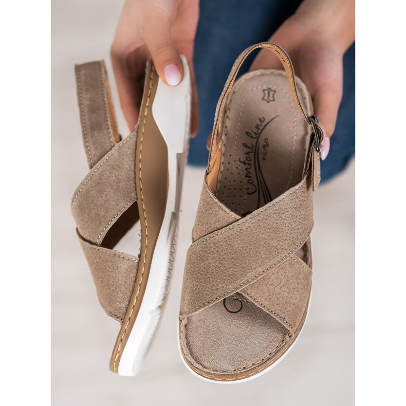 Filippo Sandales en cuir sur la plate-forme brun 1