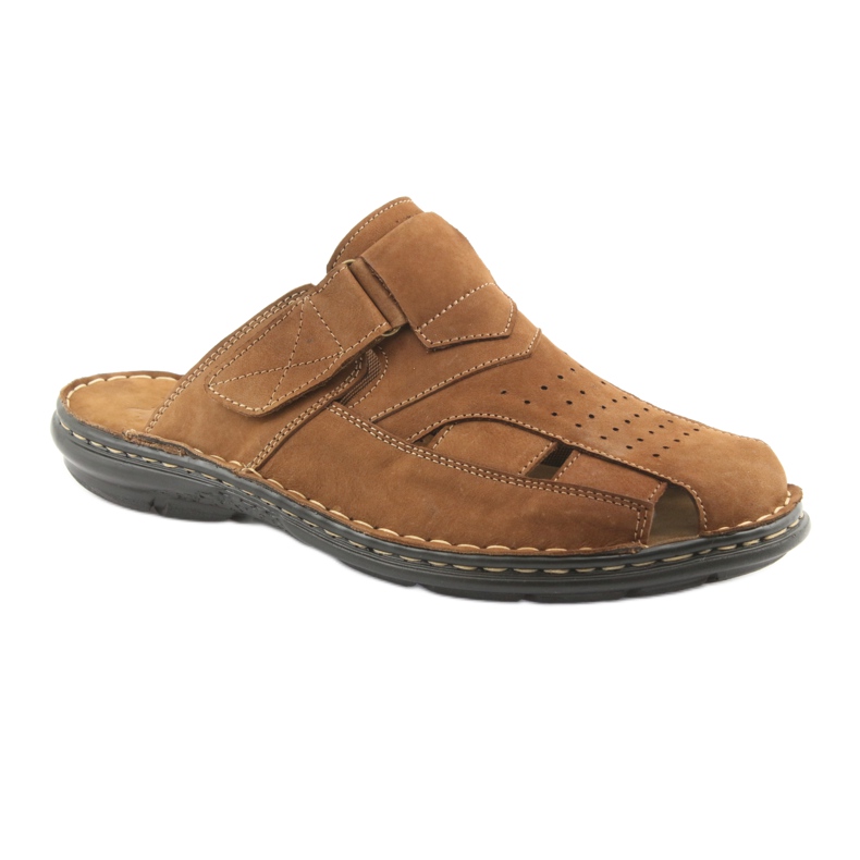 Chaussons homme léger PU American Club CY05 bas brun 1