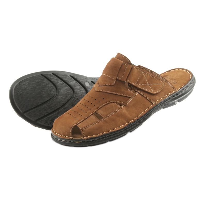 Chaussons homme léger PU American Club CY05 bas brun 4