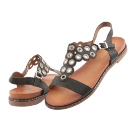 Sandales pour femmes avec strass noirs par Sergio Leone le noir 4
