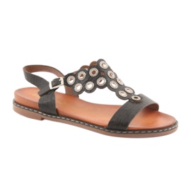Sandales pour femmes avec strass noirs par Sergio Leone le noir 1