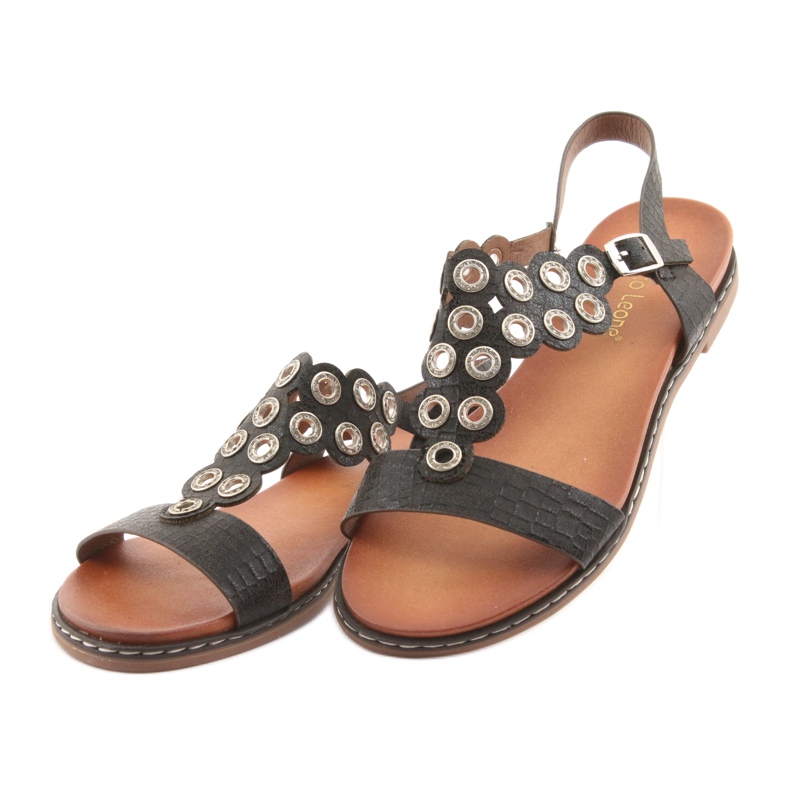 Sandales pour femmes avec strass noirs par Sergio Leone 3