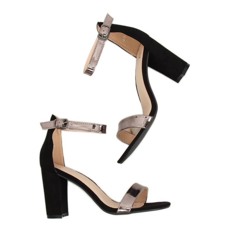 Noir GF-WL-35 Sandales noires sur le poteau 1