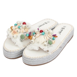 Blanc JH80 Espadrilles en jean blanc blanche multicolore 2