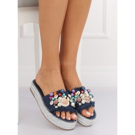 Bleu JH80 Espadrilles en jean bleu multicolore 4