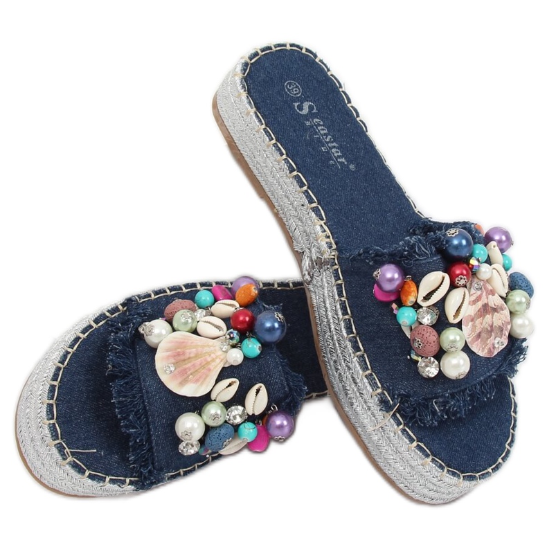Bleu JH80 Espadrilles en jean bleu multicolore 1