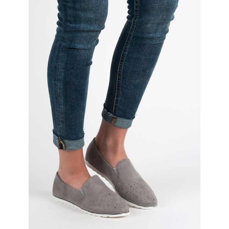 SHELOVET Slipons en daim gris 1
