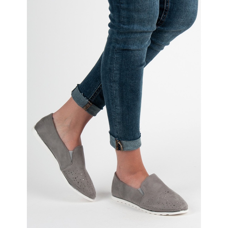SHELOVET Slipons en daim gris 2